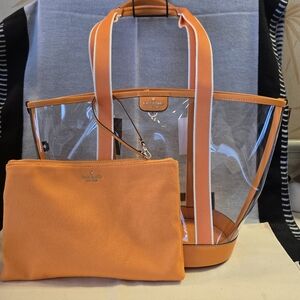Kate Spade Transparent Tote with Vibrant Orange Accents